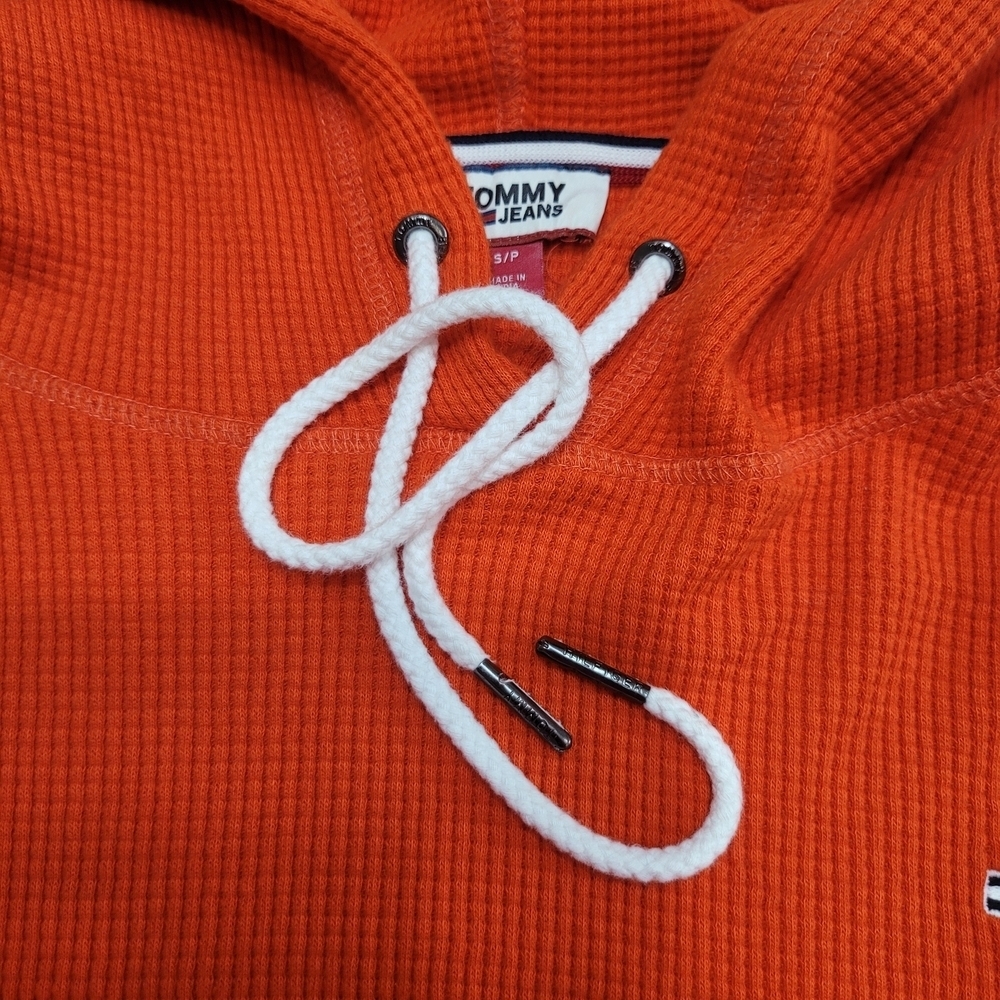 Tommy Hilfiger Orange Hooded Sweater Size S Cotton 100% - Picture 11 of 14